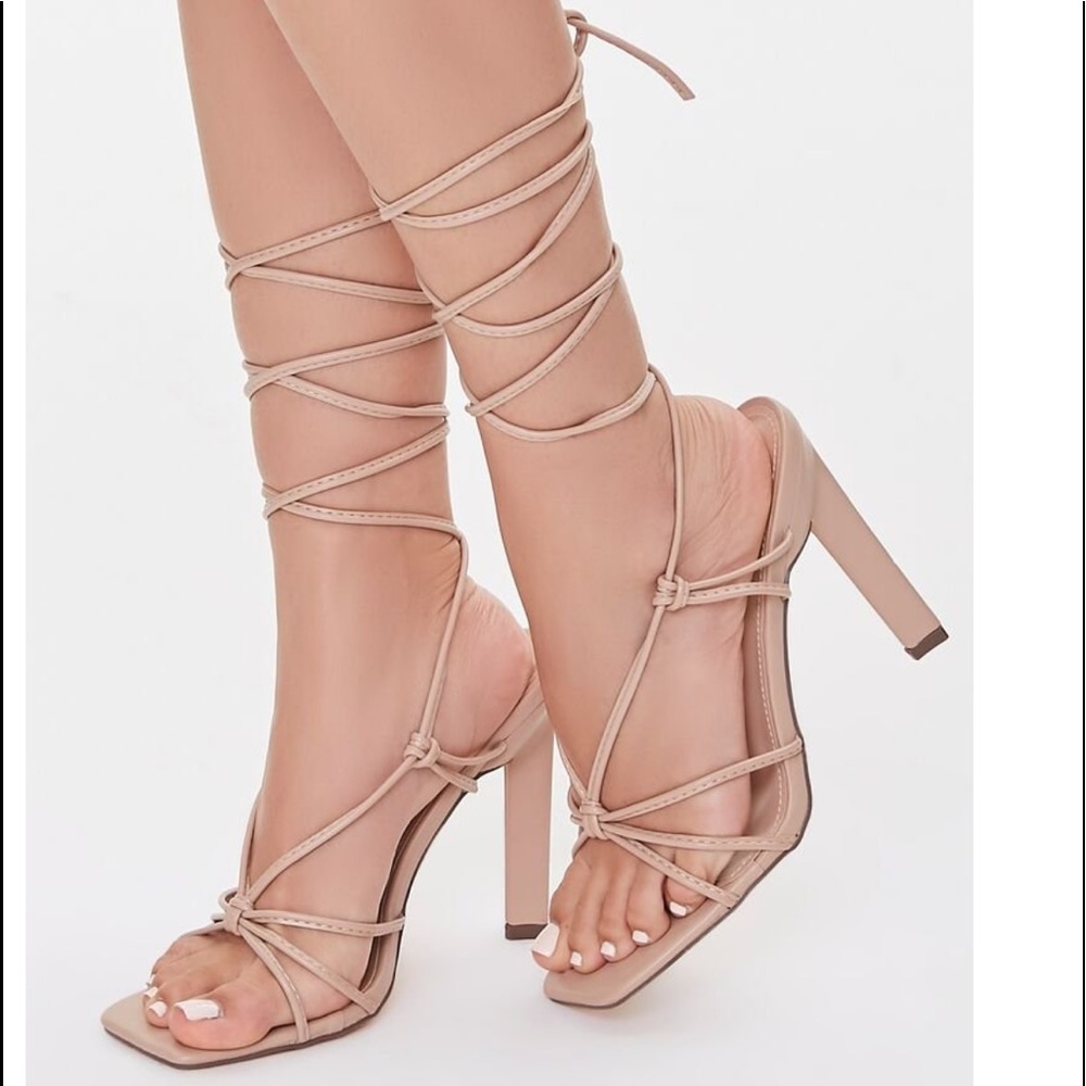 Nude Strappy Wraparound Heels